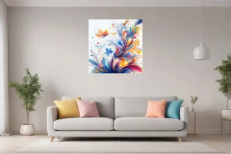 Colorful abstract botanical swirls in vibrant multicolor palette