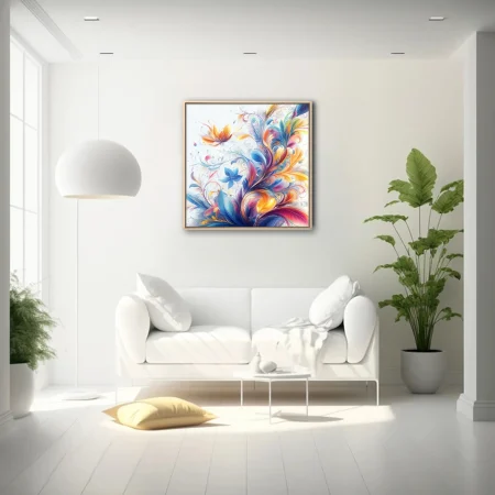 Colorful abstract botanical swirls in vibrant multicolor palette