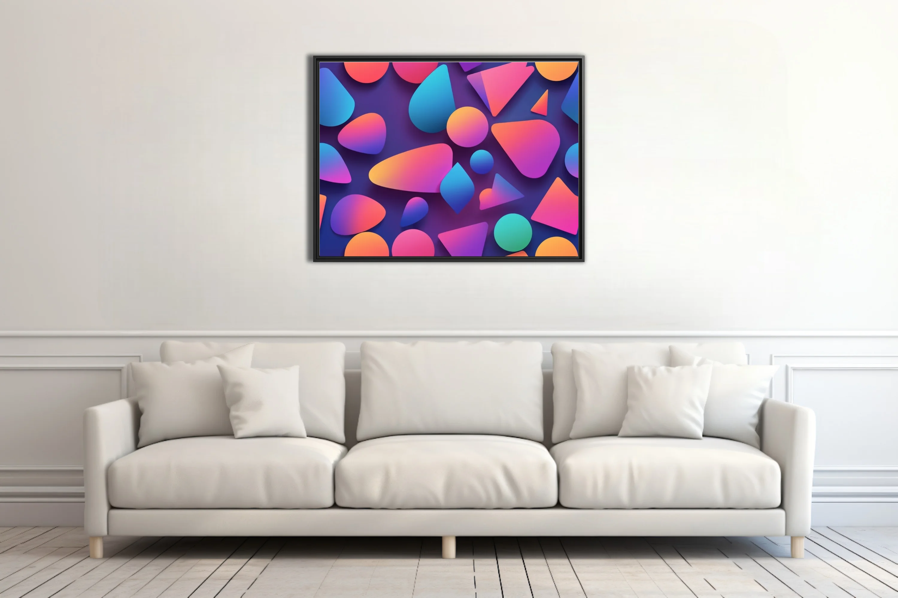 Abstract geometric shapes gradient coral blue violet modern wall art