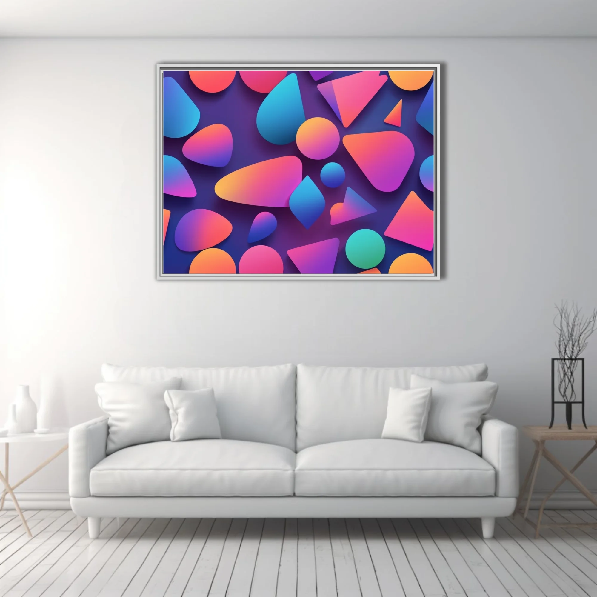 Abstract geometric shapes gradient coral blue violet modern wall art