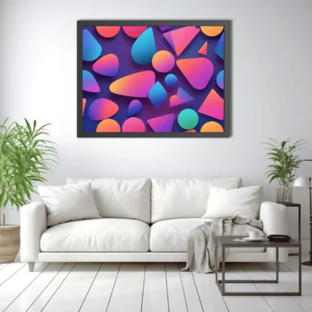 Abstract geometric shapes gradient coral blue violet modern wall art
