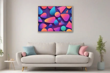 Abstract geometric shapes gradient coral blue violet modern wall art