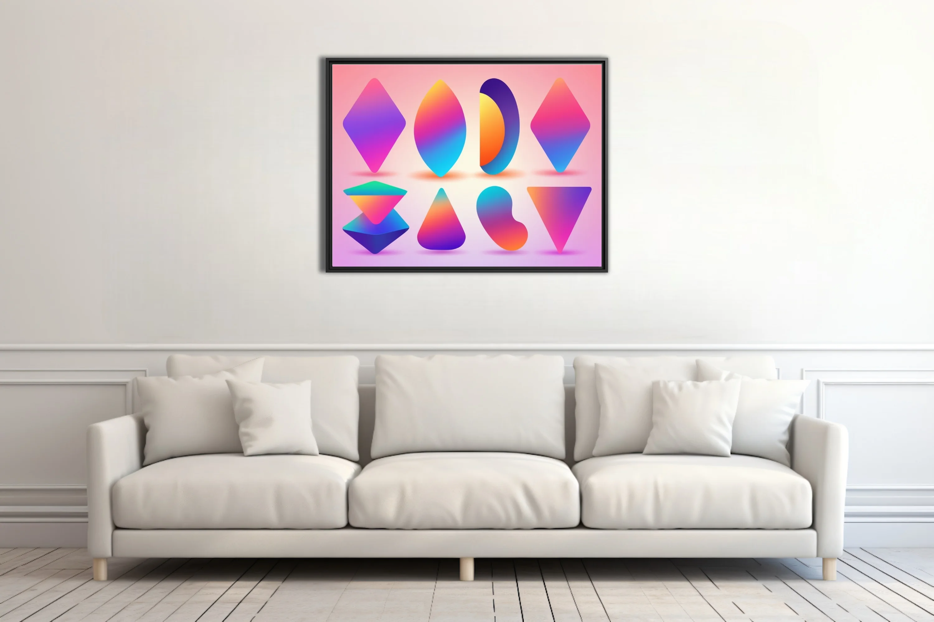 Vibrant gradient abstract shapes — geometric and organic forms in bold multicolor palette