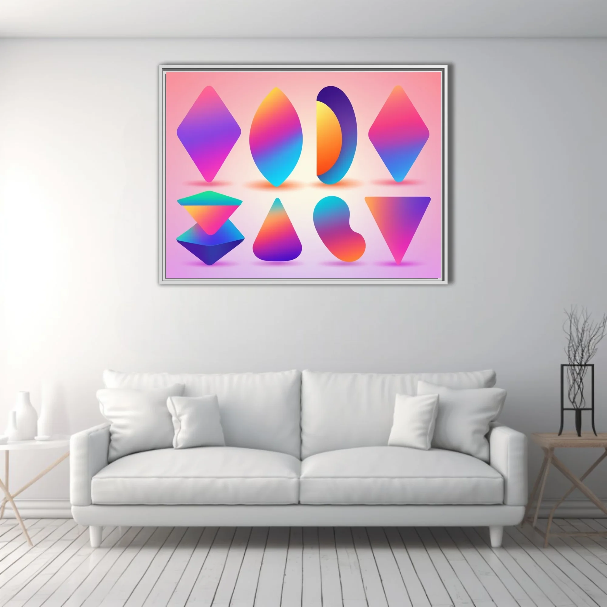 Vibrant gradient abstract shapes — geometric and organic forms in bold multicolor palette
