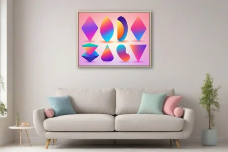 Vibrant gradient abstract shapes — geometric and organic forms in bold multicolor palette