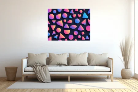 Abstract gradient geometric shapes pink blue purple on dark navy background