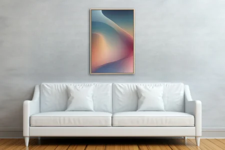 Abstract gradient wave art in teal, blush, and warm amber tones