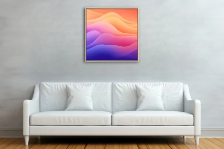 Abstract gradient wave art in coral, pink, purple, and blue smooth layered bands