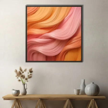 Abstract wavy hair texture gradient in peach, pink, and amber tones