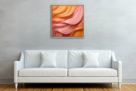 Abstract wavy hair texture gradient in peach, pink, and amber tones