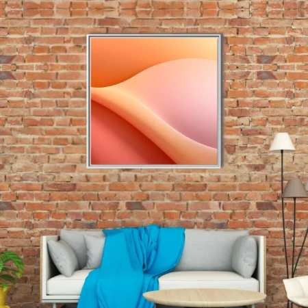 Minimalist abstract gradient wall art in warm peach, blush, and coral tones