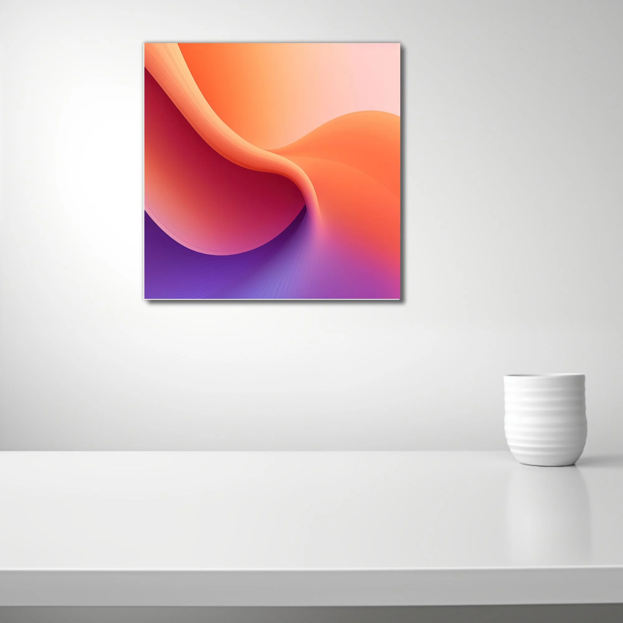 Abstract fluid gradient wall art in orange magenta and violet tones