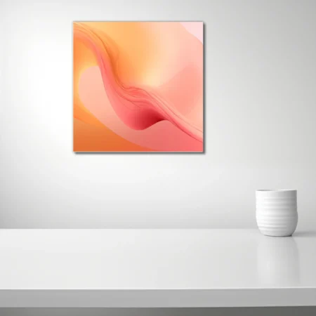 Abstract fluid gradient art in peach coral and amber with glowing rose shadows