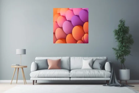 Abstract layered ovoid forms in warm orange coral pink and violet gradient