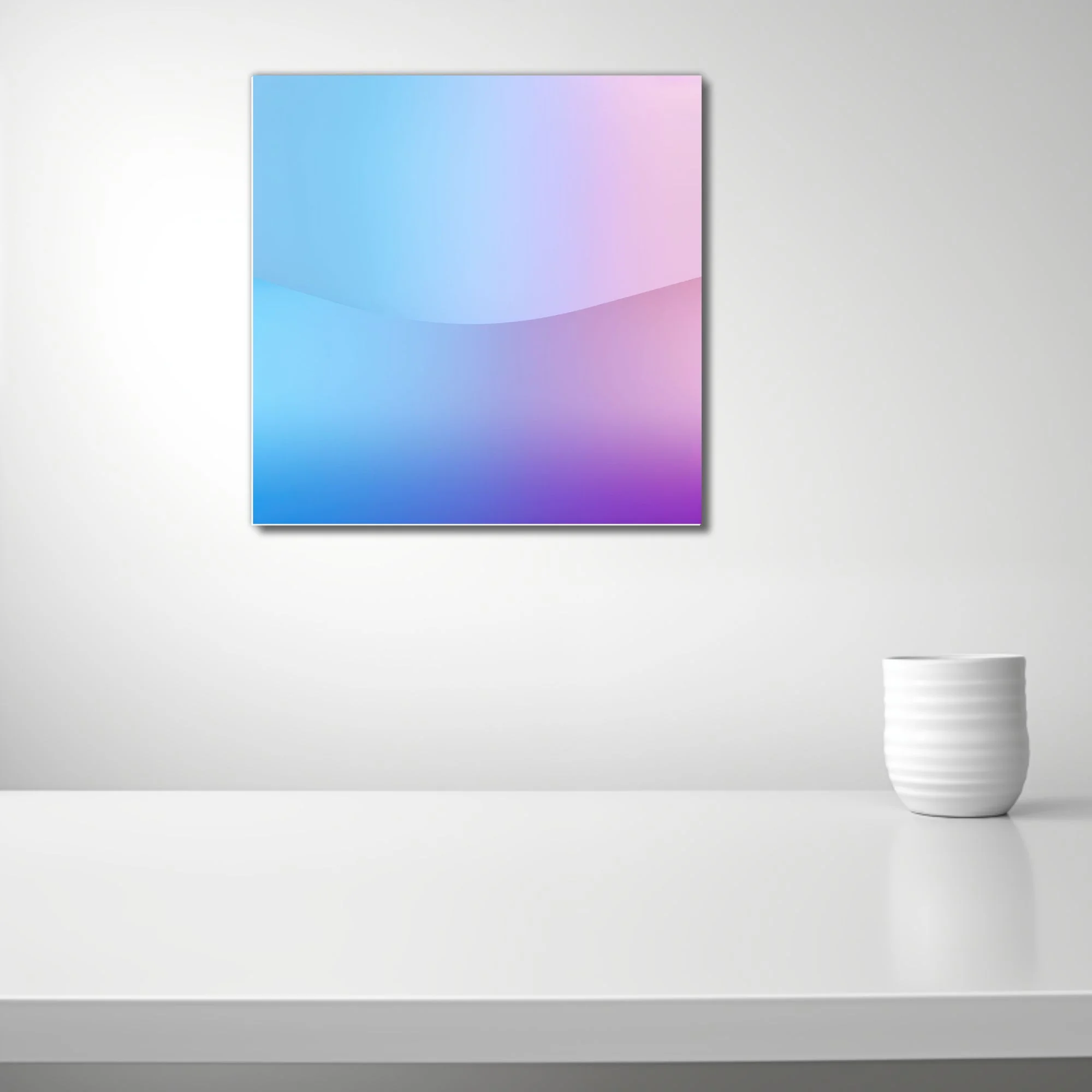Soft blue pink purple gradient abstract wave — minimalist pastel wall art