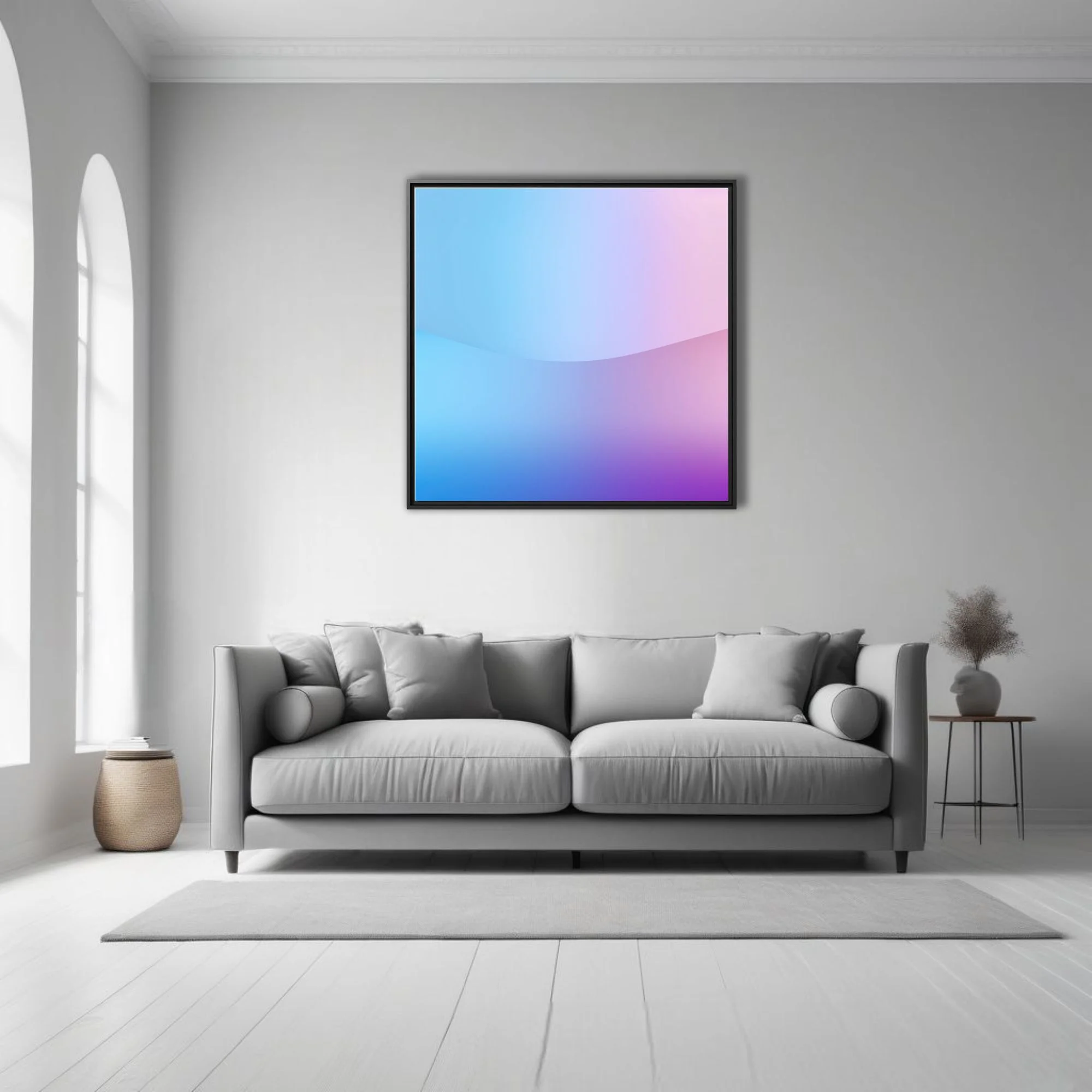 Soft blue pink purple gradient abstract wave — minimalist pastel wall art