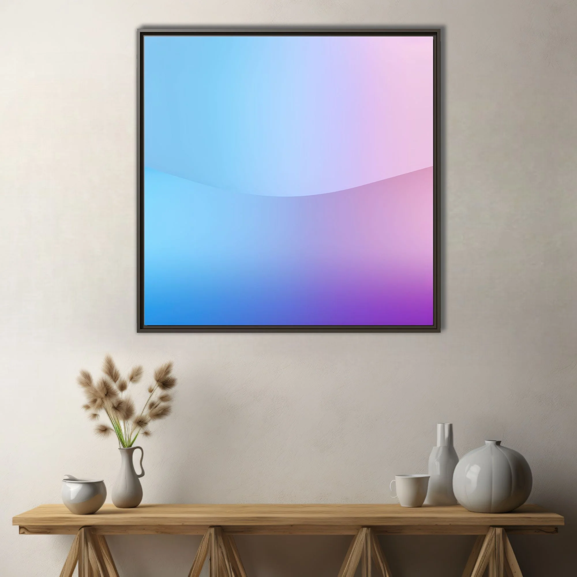 Soft blue pink purple gradient abstract wave — minimalist pastel wall art