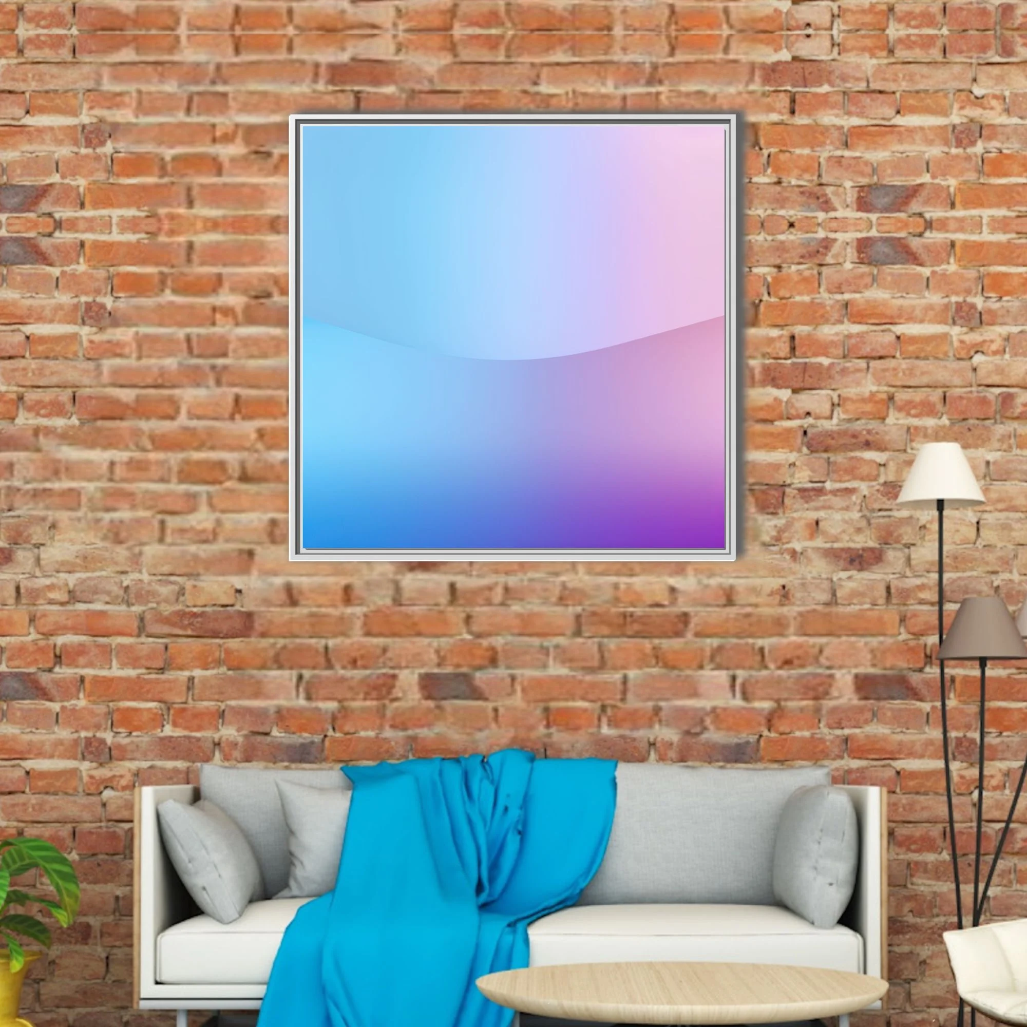Soft blue pink purple gradient abstract wave — minimalist pastel wall art