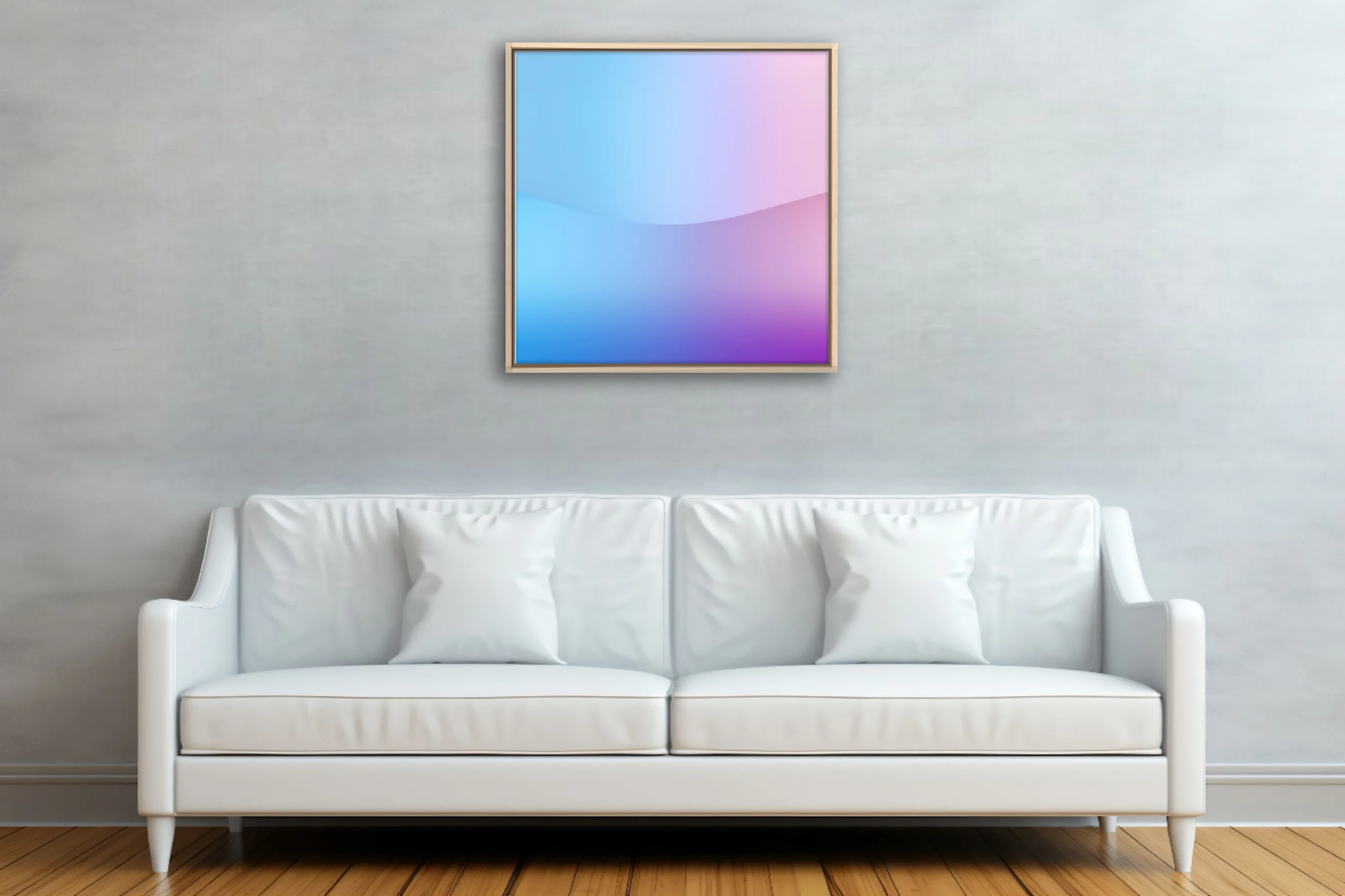 Soft blue pink purple gradient abstract wave — minimalist pastel wall art