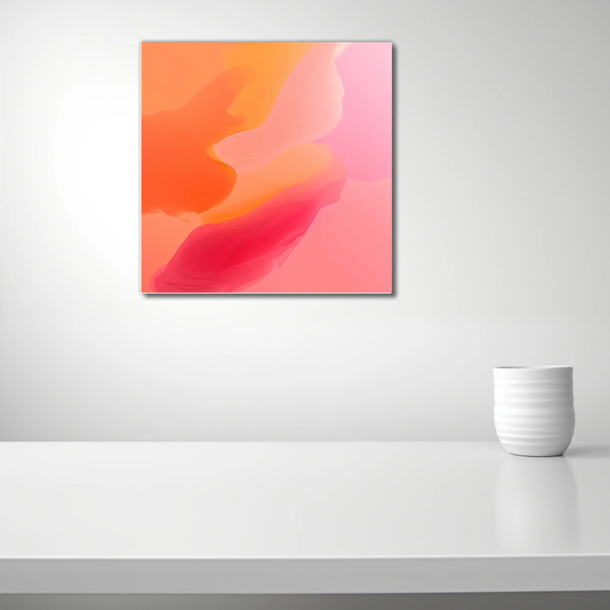 Fluid abstract gradient art in coral, orange, magenta and blush pink tones