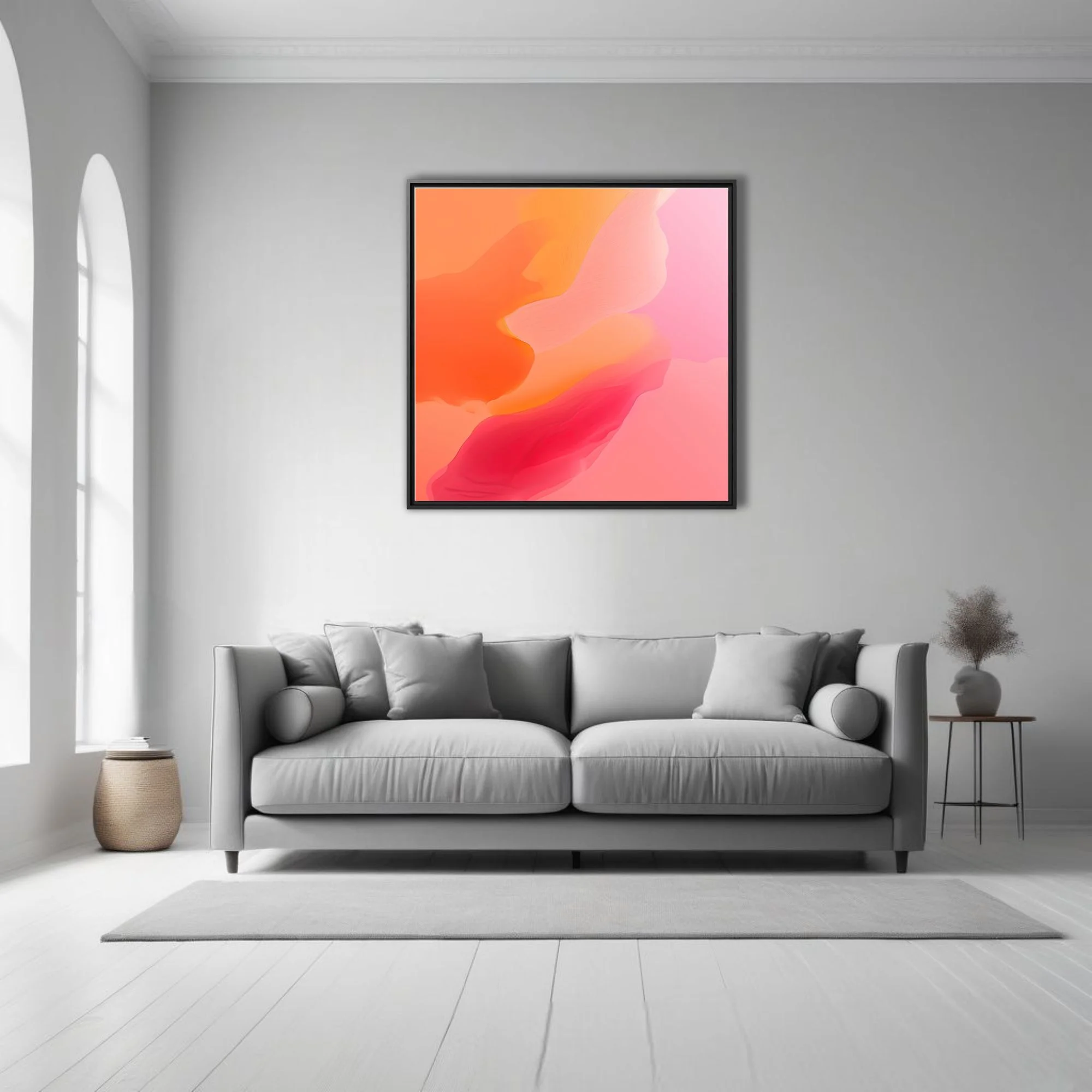 Fluid abstract gradient art in coral, orange, magenta and blush pink tones