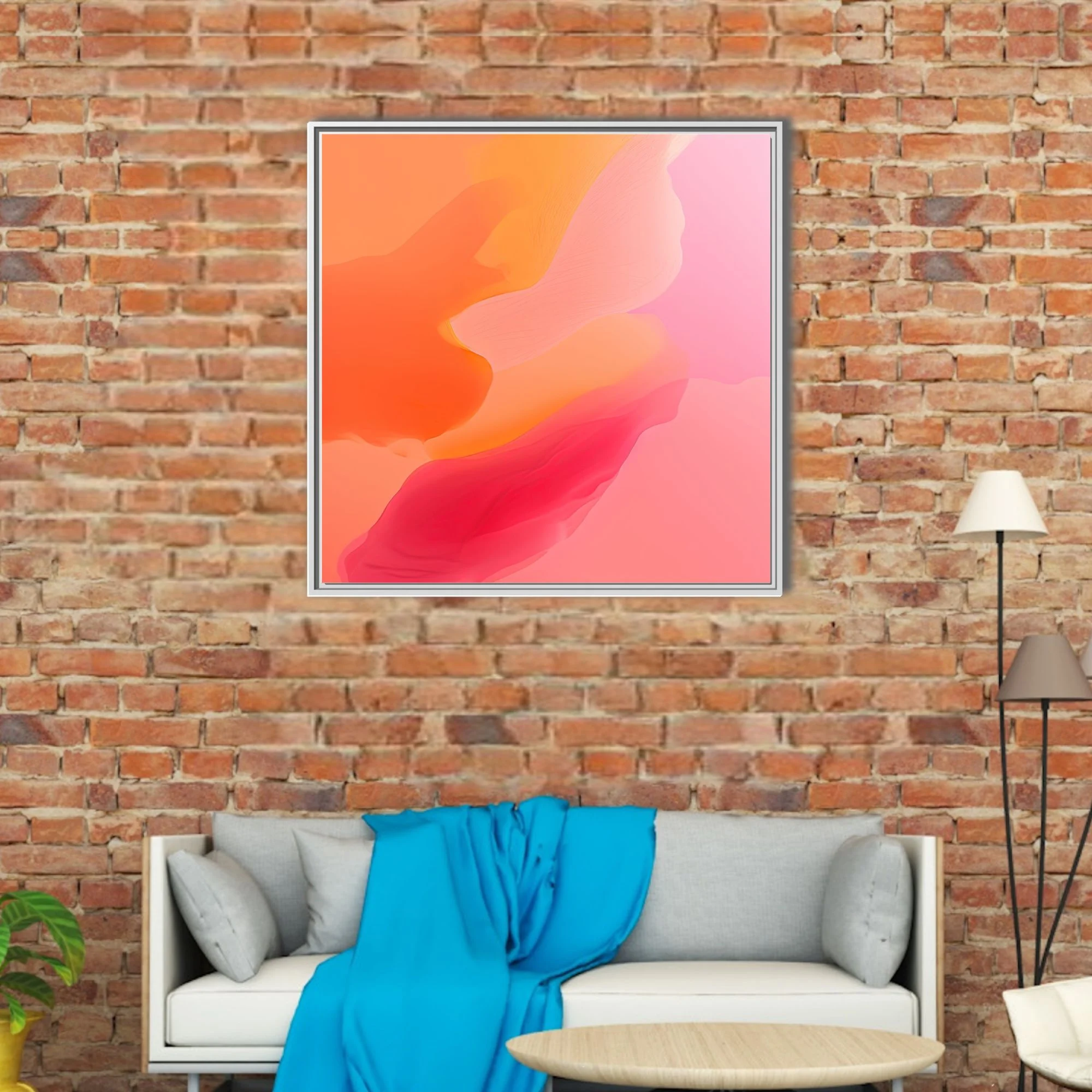 Fluid abstract gradient art in coral, orange, magenta and blush pink tones
