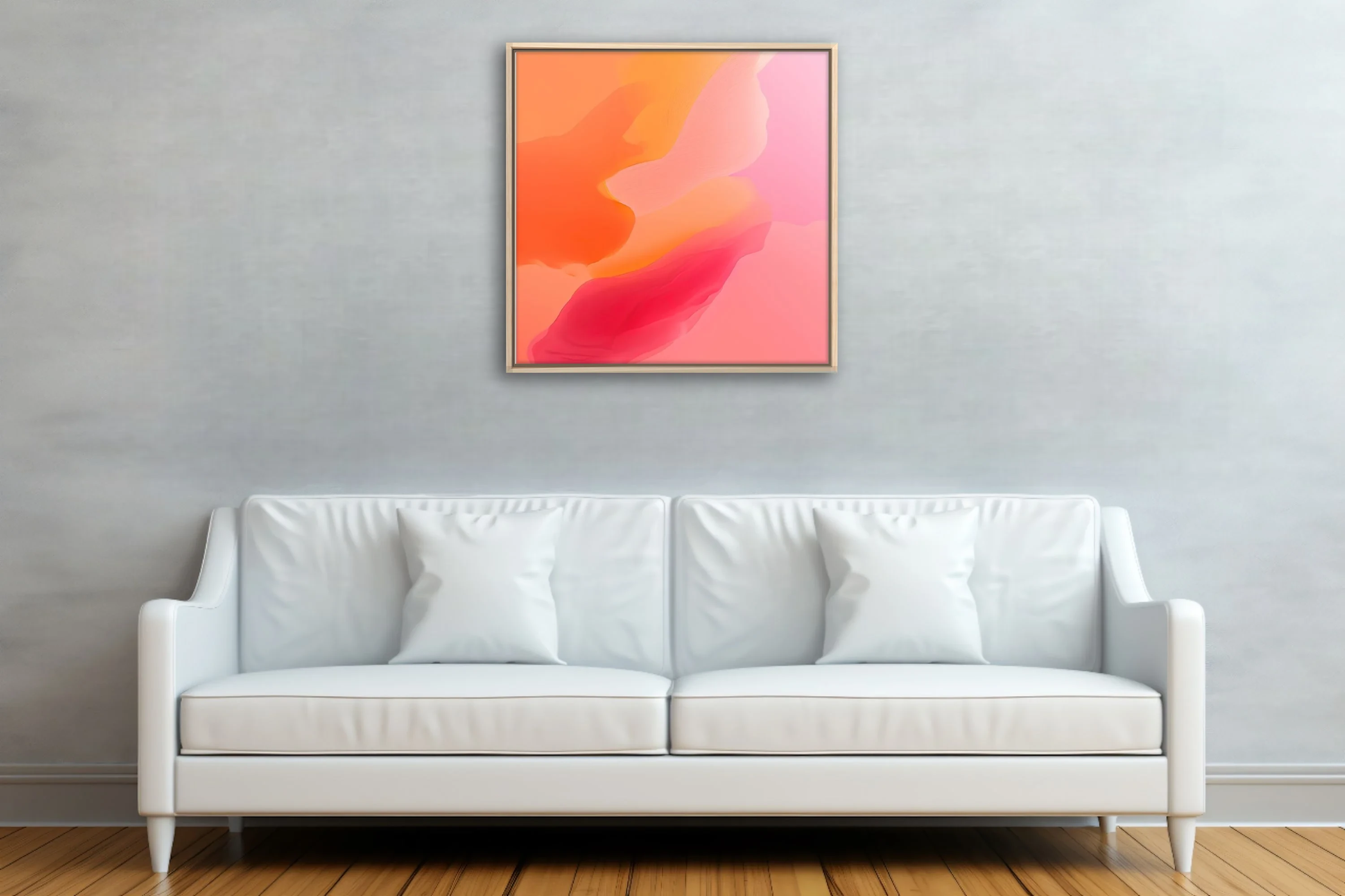 Fluid abstract gradient art in coral, orange, magenta and blush pink tones
