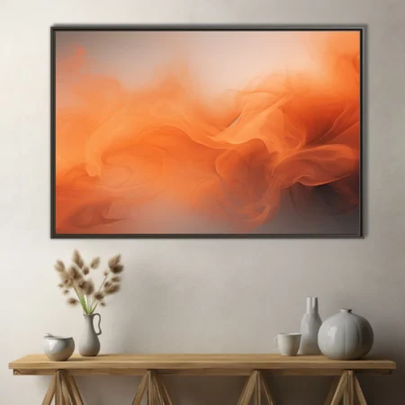 Abstract swirling orange smoke art with warm fluid tones and soft glowing texture