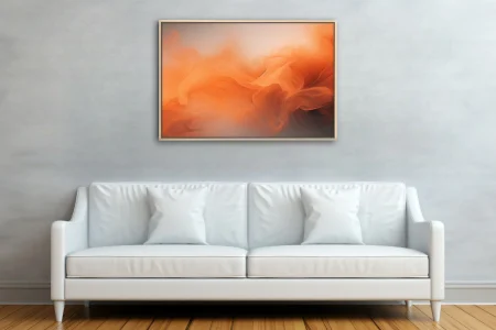 Abstract swirling orange smoke art with warm fluid tones and soft glowing texture