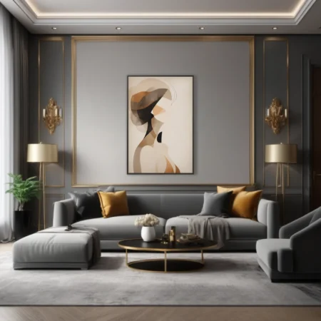 Minimalist abstract figure study in warm earth tones, beige, brown and black