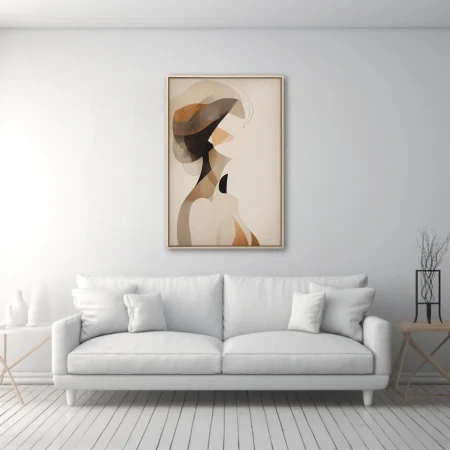 Minimalist abstract figure study in warm earth tones, beige, brown and black