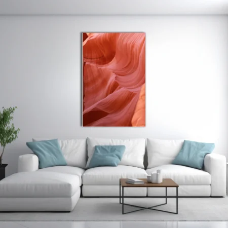 Canyon sandstone waves in terracotta and blush tones, flowing abstract rock layers