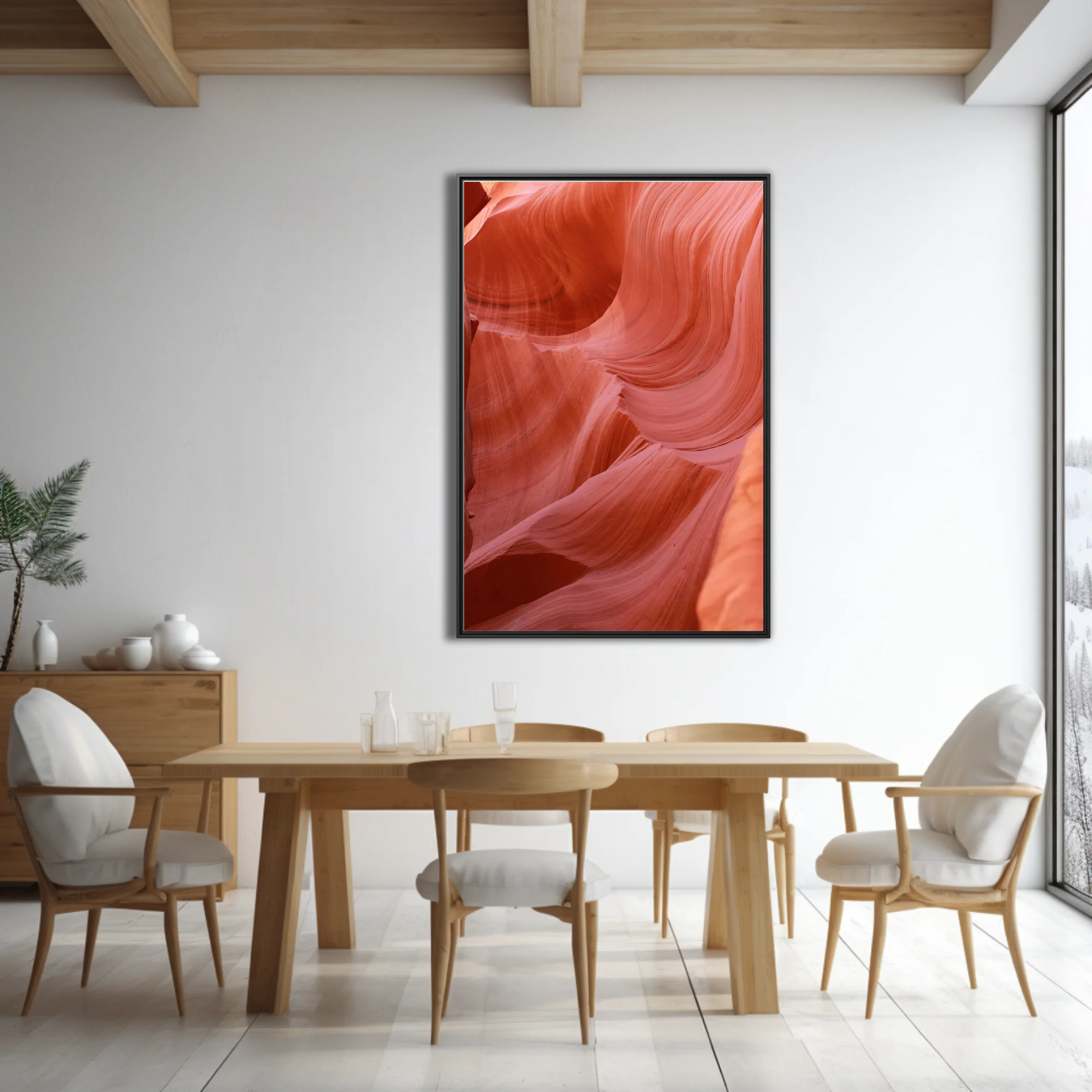 Canyon sandstone waves in terracotta and blush tones, flowing abstract rock layers