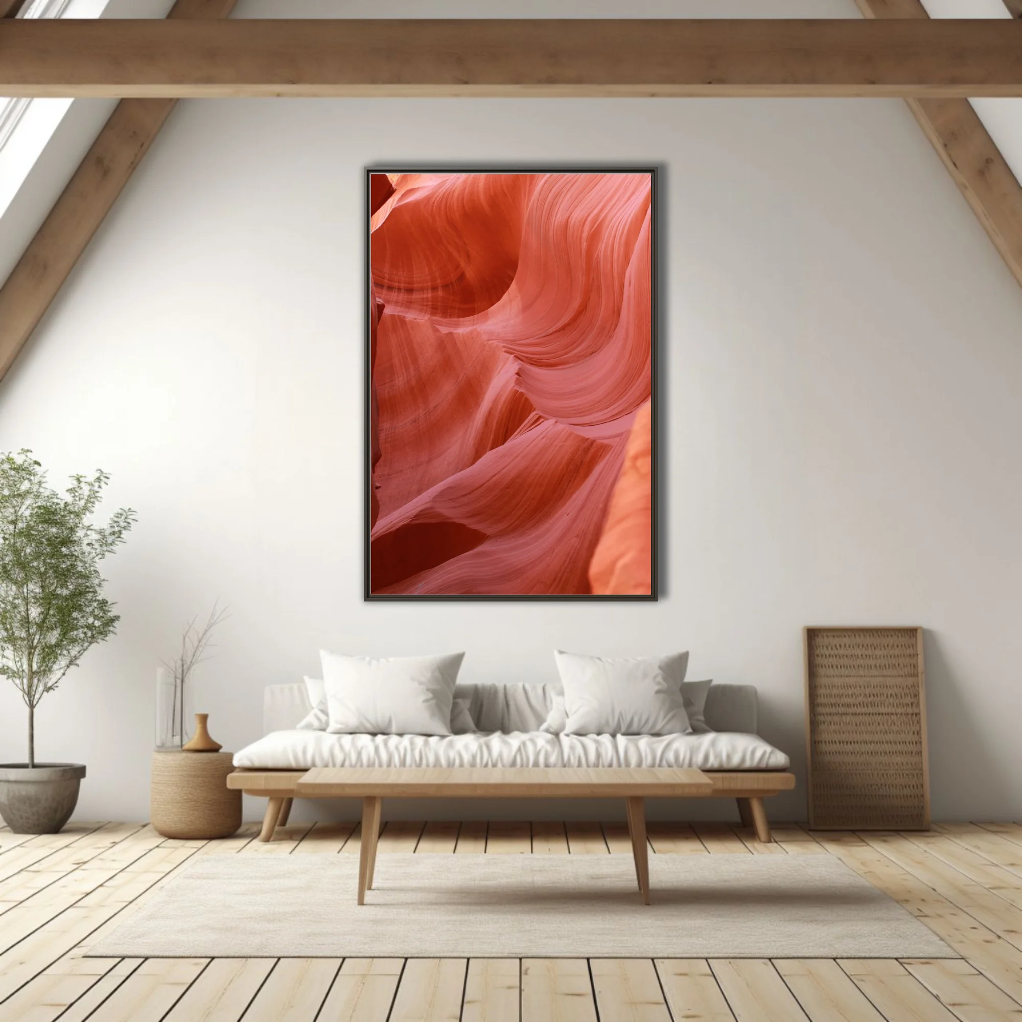 Canyon sandstone waves in terracotta and blush tones, flowing abstract rock layers