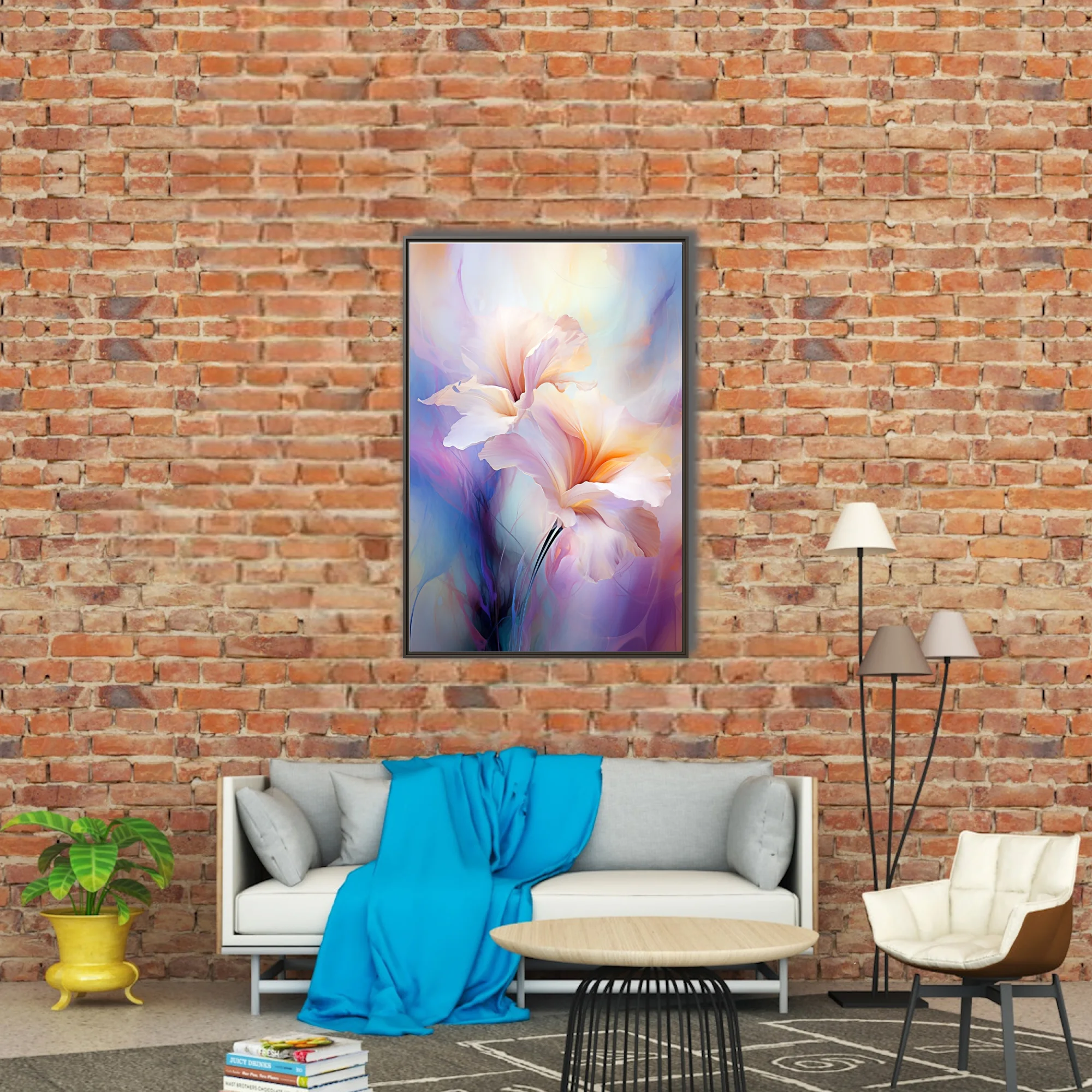 Watercolor-style abstract floral art with luminous pastel petals and soft ethereal glow