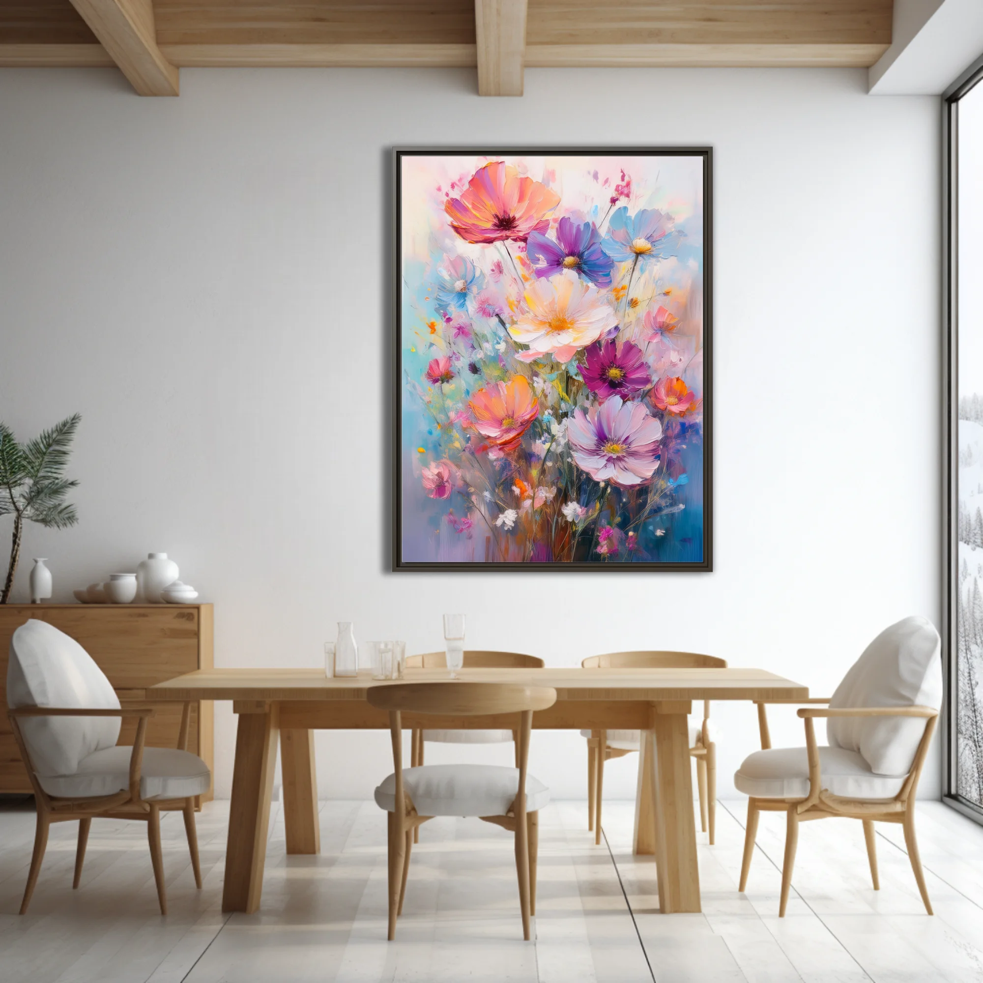 Vibrant pastel wildflower bouquet in painterly with and luminous color