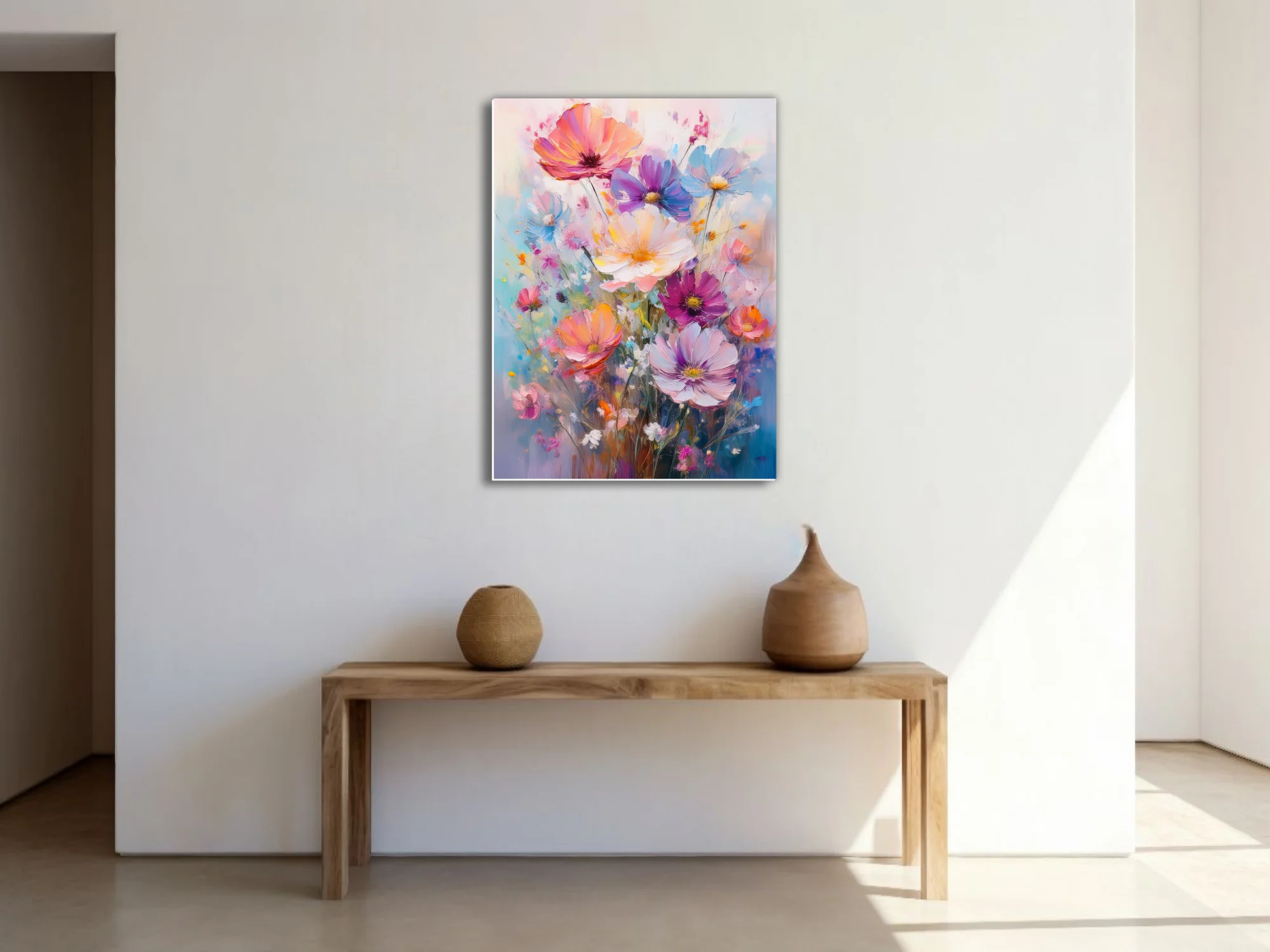 Vibrant pastel wildflower bouquet in painterly with and luminous color