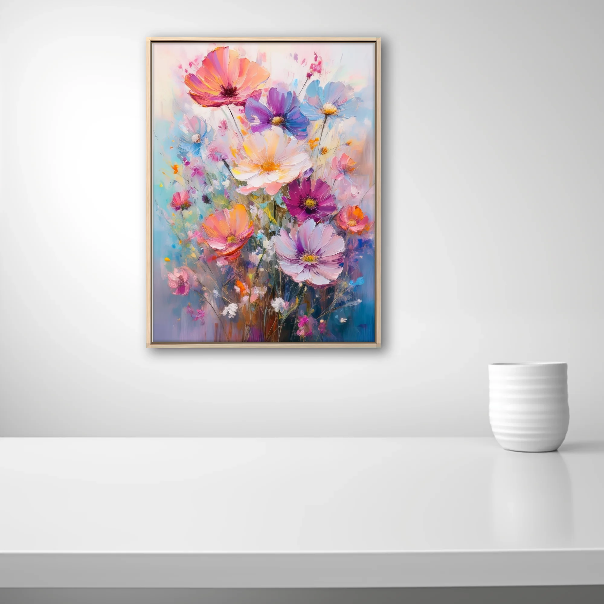 Vibrant pastel wildflower bouquet in painterly with and luminous color