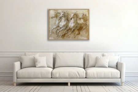 Classical sepia horse study, muscular galloping figures on aged parchment