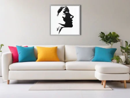 Abstract black and white ink-style female profile portrait with expressive strokes
