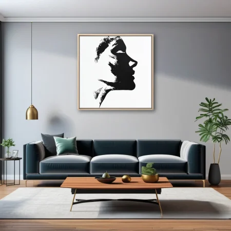 Abstract black and white ink-style female profile portrait with expressive strokes