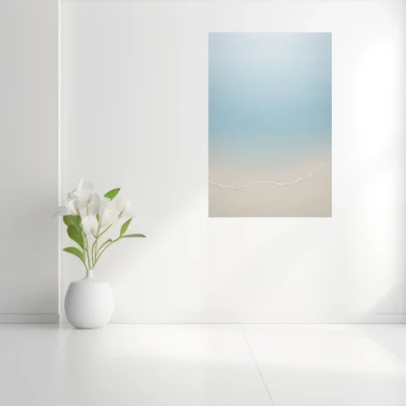 Minimalist coastal abstract, soft aquamarine and sand tones, minimalist shoreline